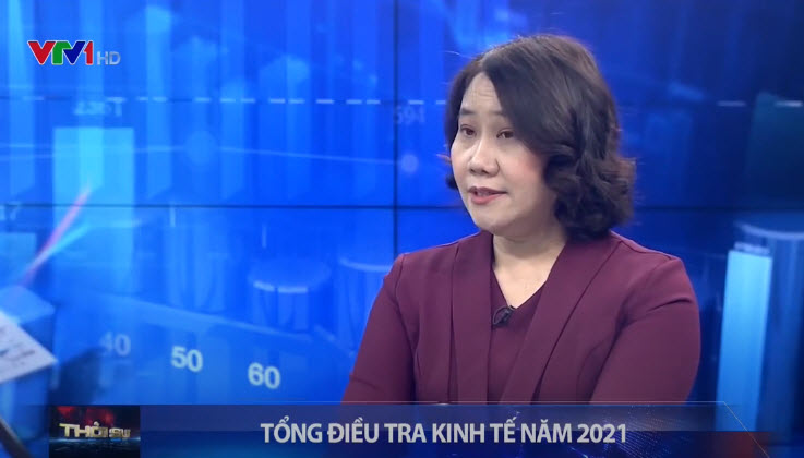 Tổng cục trưởng Tổng cục Thống kê Nguyễn Thị Hương trả lời phỏng vấn của VTV về Tổng điều tra Kinh tế năm 2021